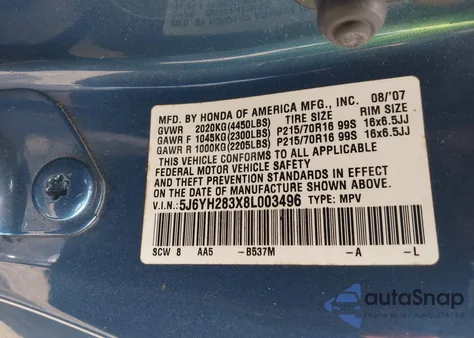 2008 Honda Element Lx z USA, uszkodzony, nr VIN 5J6YH283X8L003496